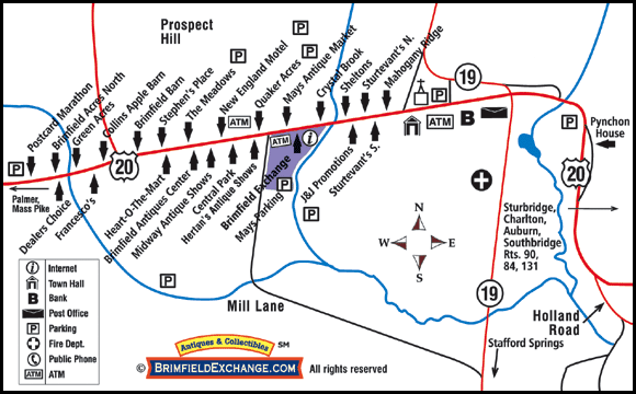 Map for Brimfield Show Locations